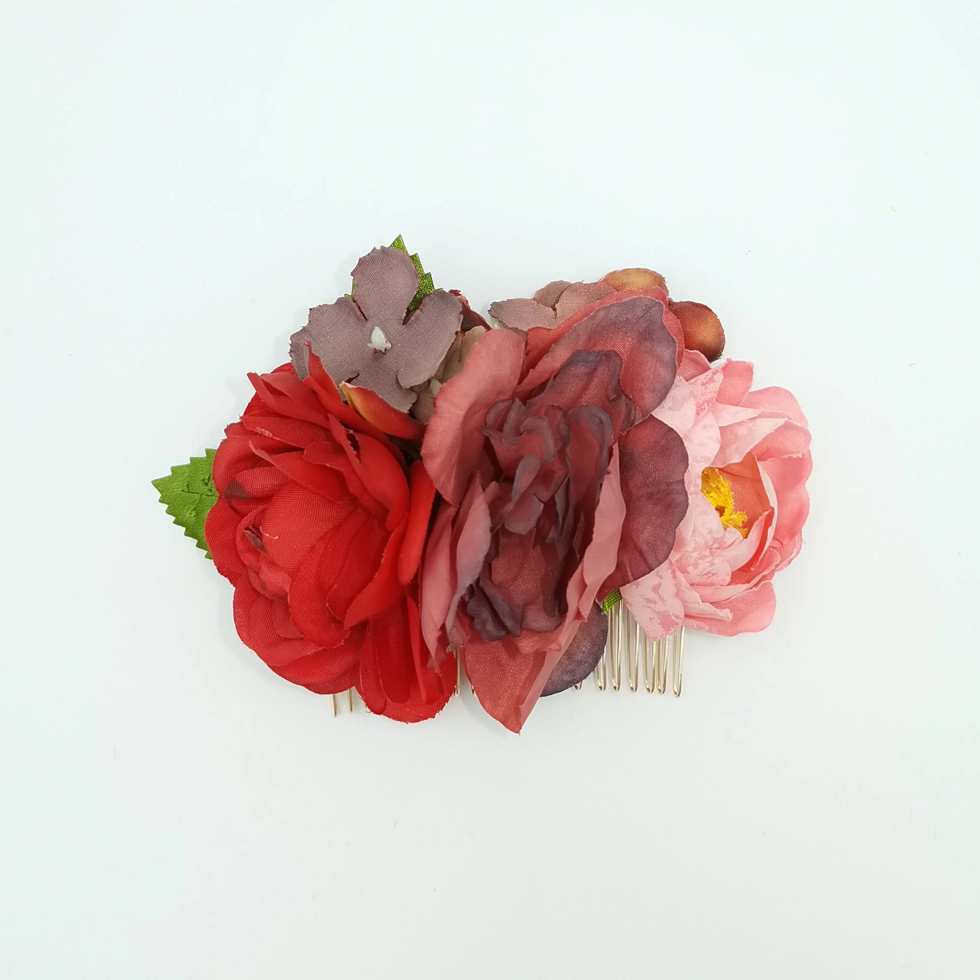 Simulated fabric peony hair comb details Picture
