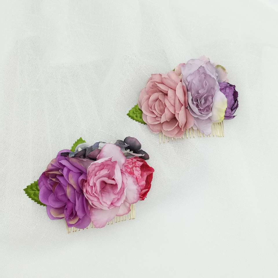 Simulated fabric peony hair comb