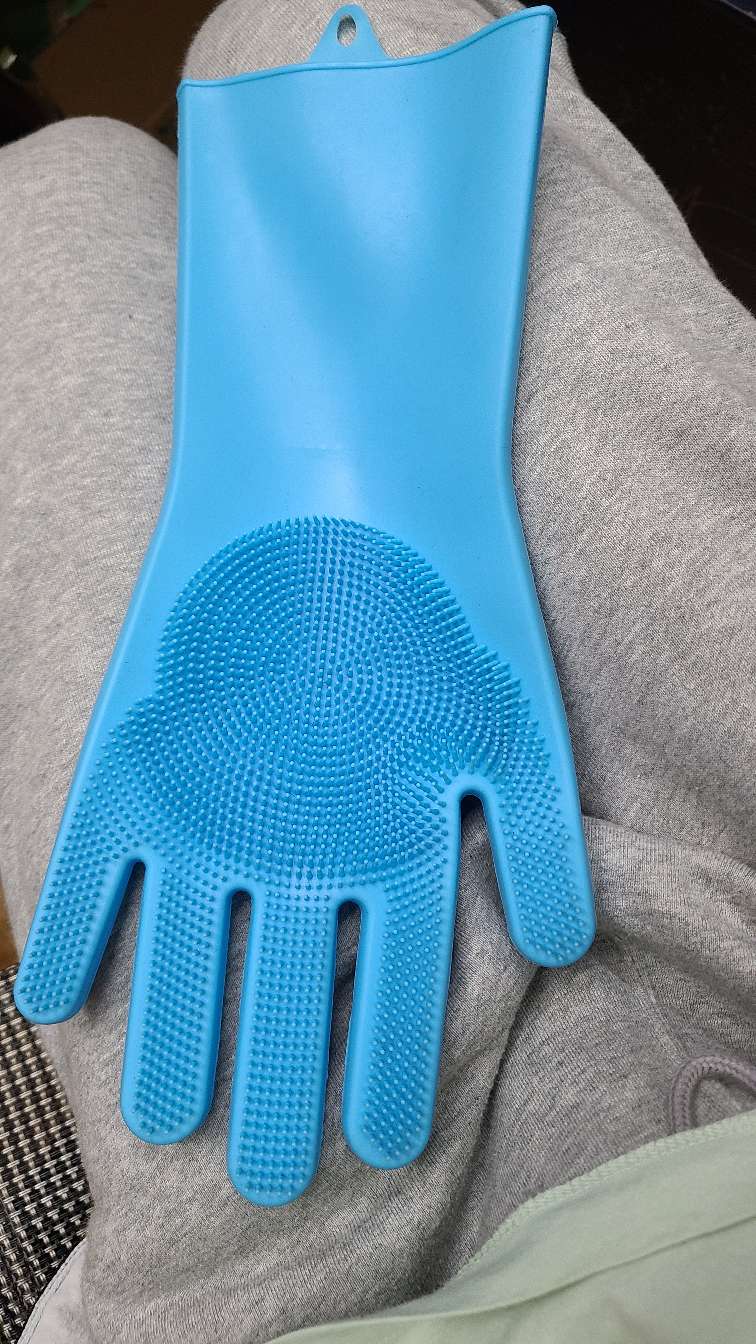 洗碗手套蓝 硅胶手套 防滑洗碗手套 保护手部 一双装图