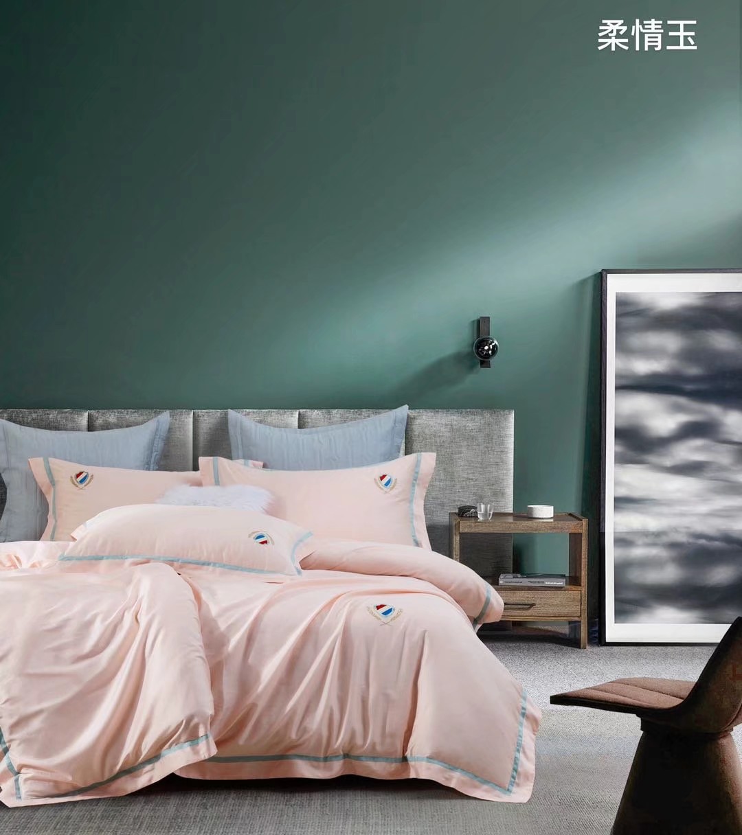 Yiwu Good Goods 100-count double-strand long-staple cotton, modern simple luxury style, American style, modern simple and fashionable style home textile four-piece set, quilt and bedding detail image 3