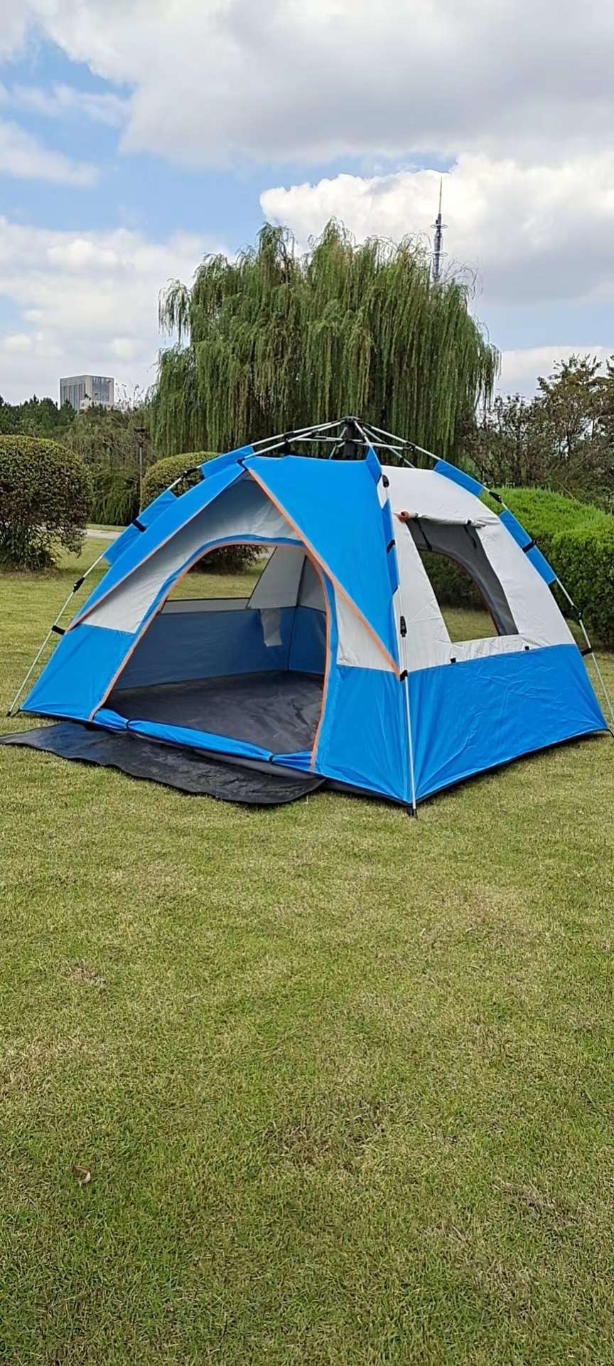 户外自动4人帐篷二窗二门遮阳野营帐篷可定制款式和批发详情5