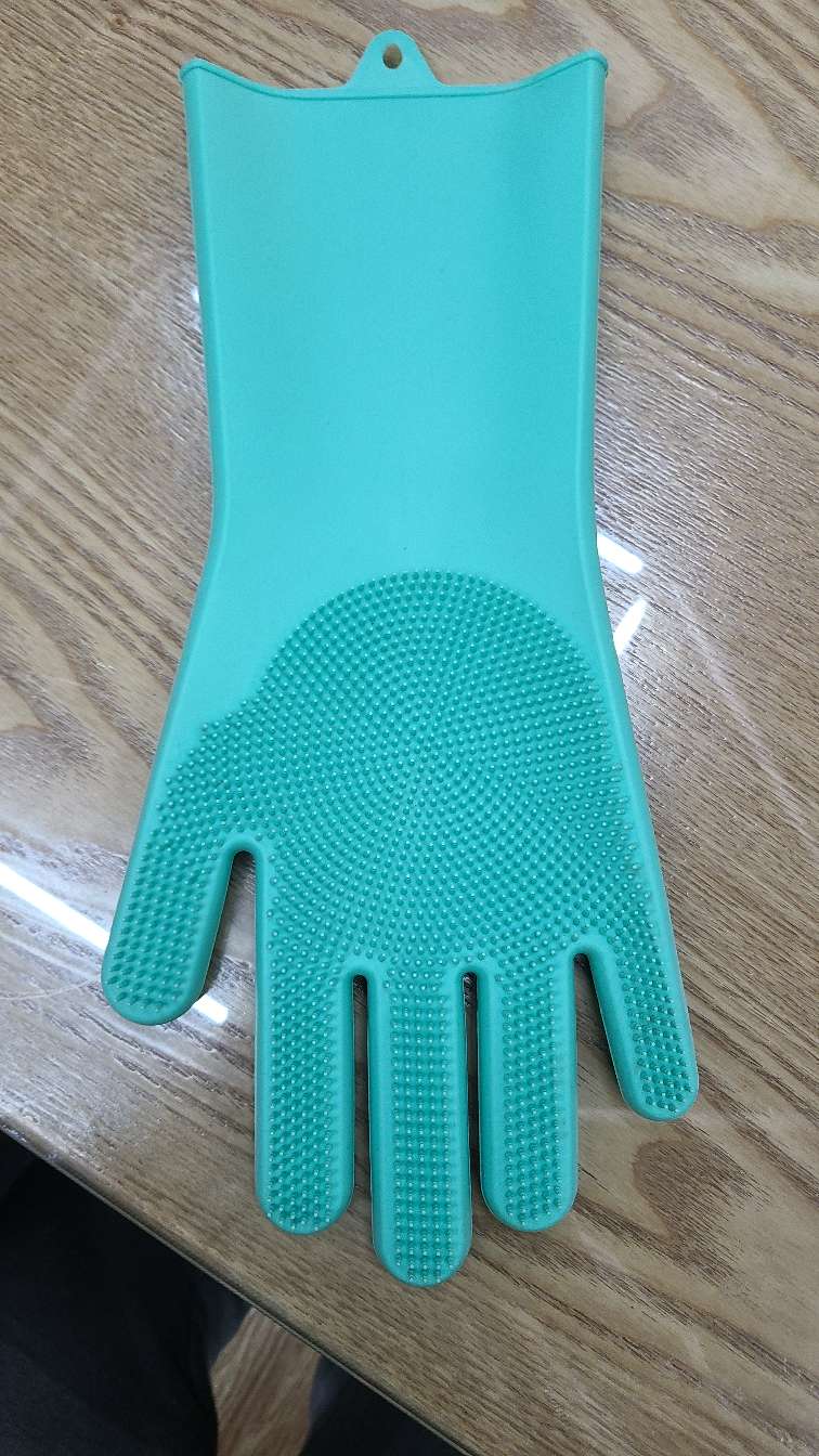 洗碗手套绿 硅胶手套 防滑洗碗手套 保护手部 一双装图