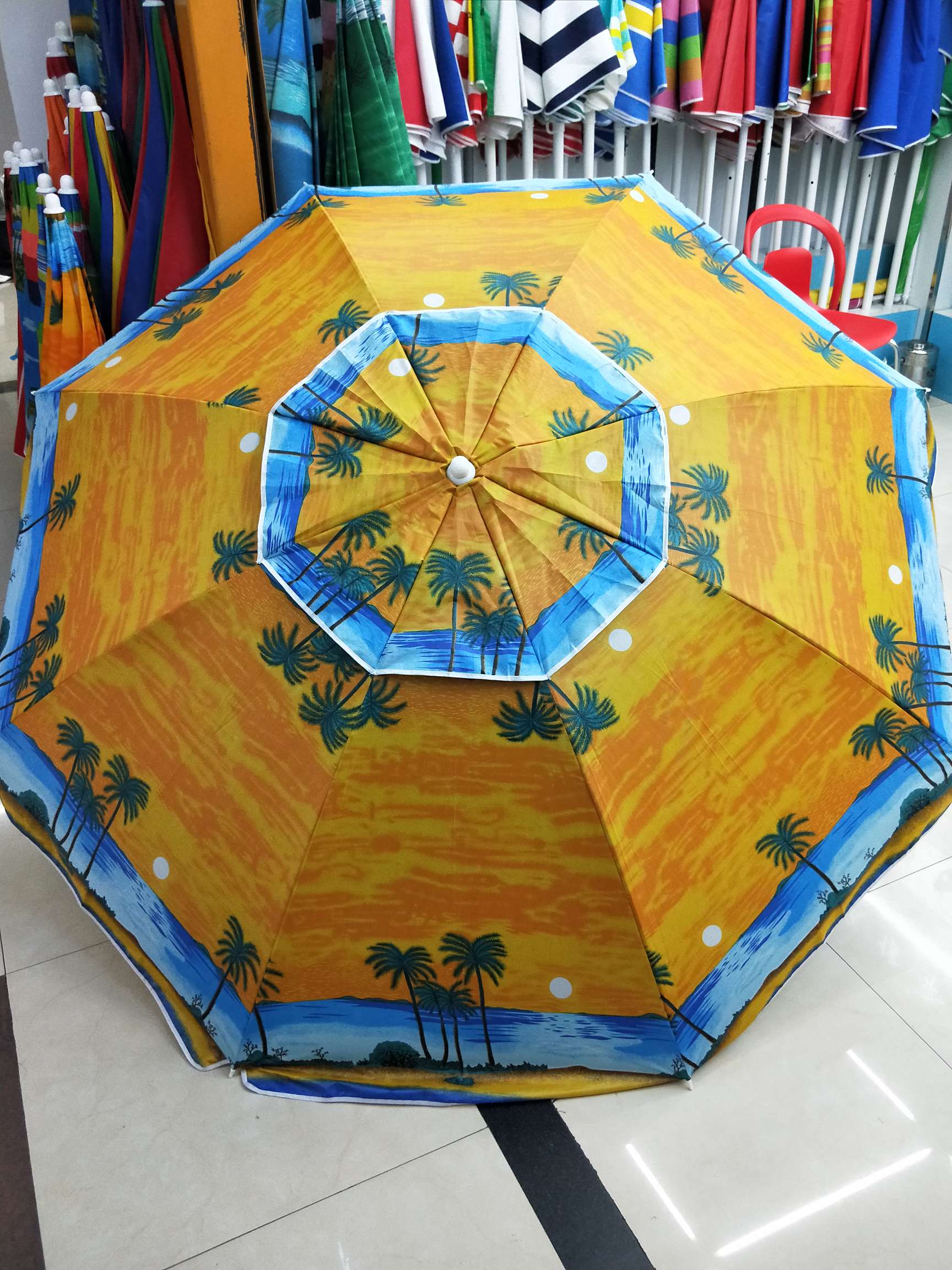 100cm假双层风景沙滩伞