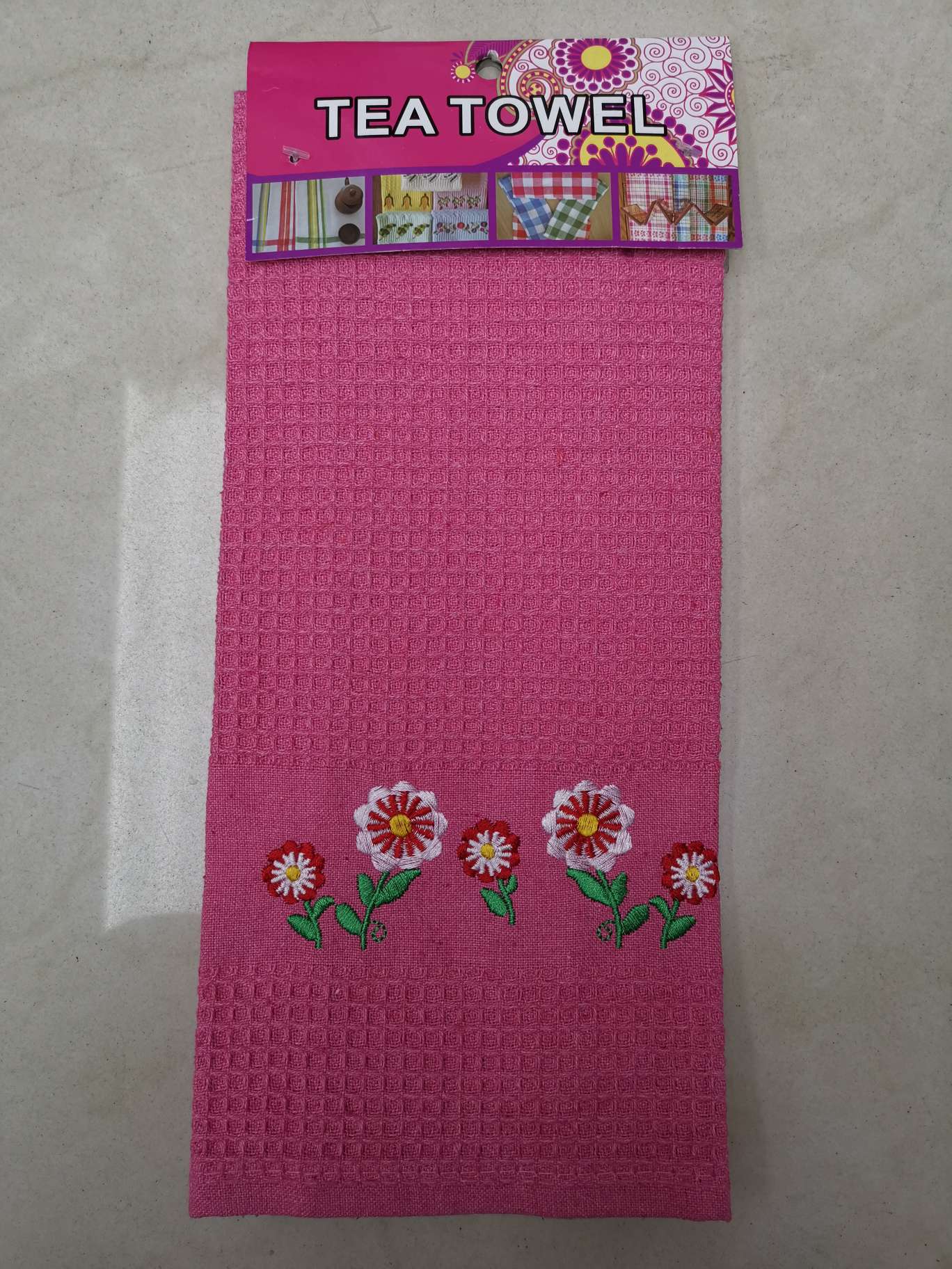 色底绣花茶巾