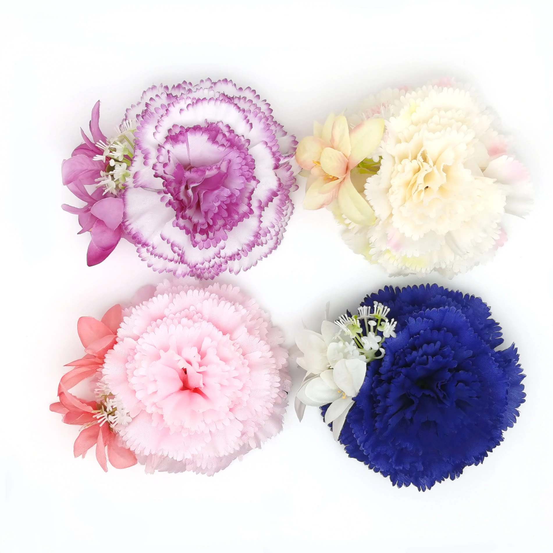 Silk flower carnation hairpin