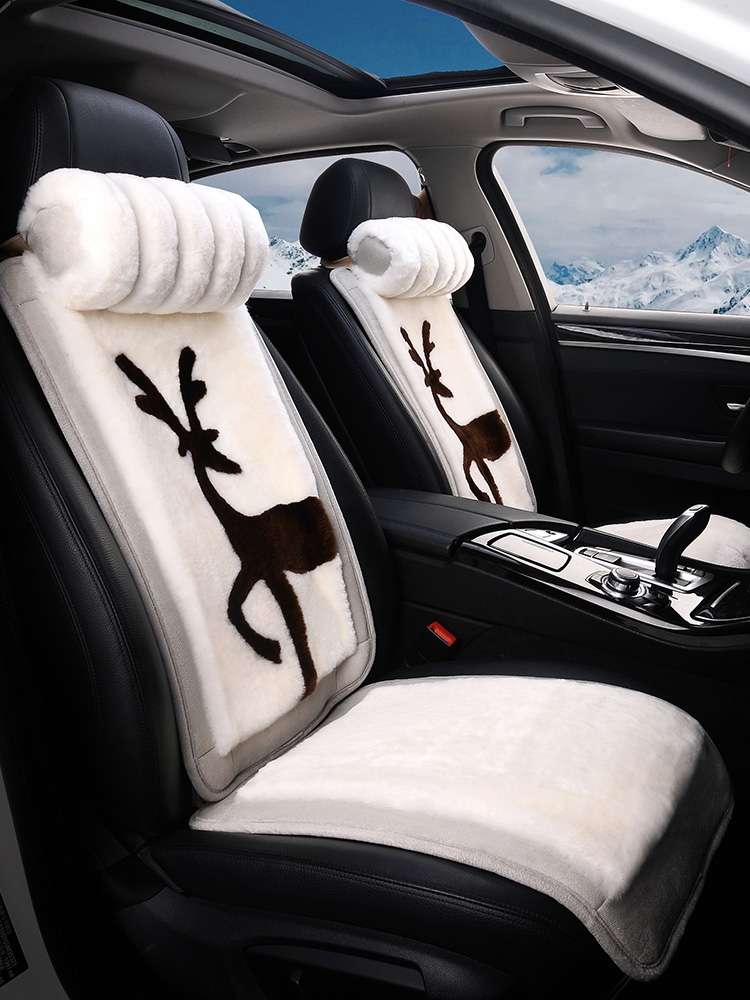 Winter pure wool car seat cushion, one-piece short fleece sheared wool, warm goddess Xiaoman waist seat cushion full figure