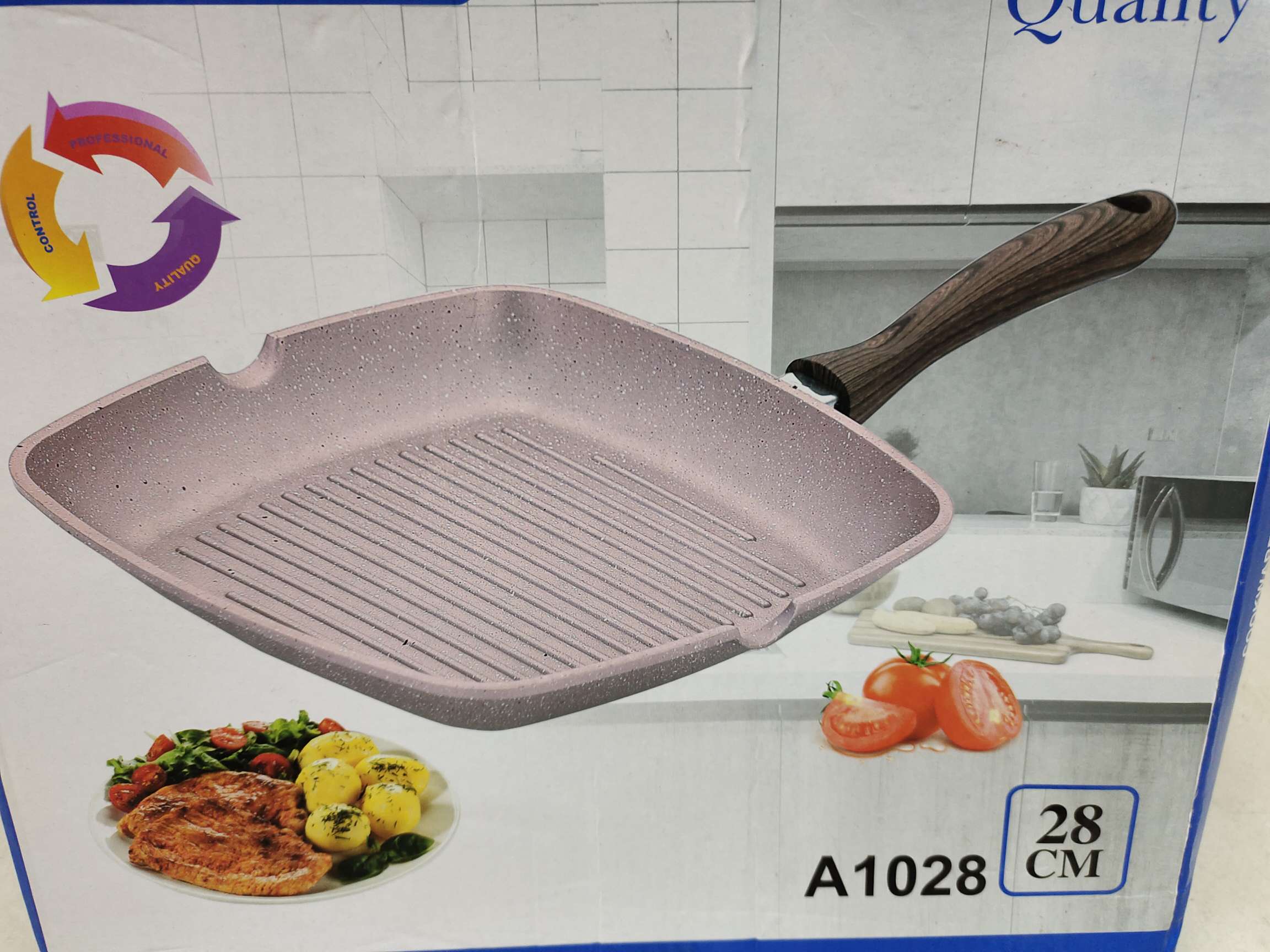 Sprinkle a little non-stick steak pan with a base of 28cm
