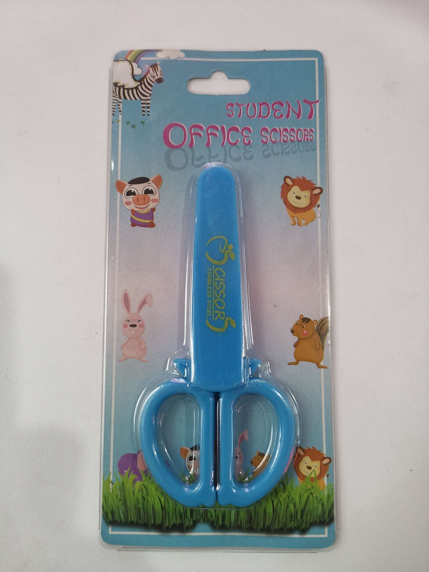 厂家热销儿童安全剪刀彩色小苹果手工剪刀锋利不伤手塑料不锈钢儿童剪刀 524插卡剪刀