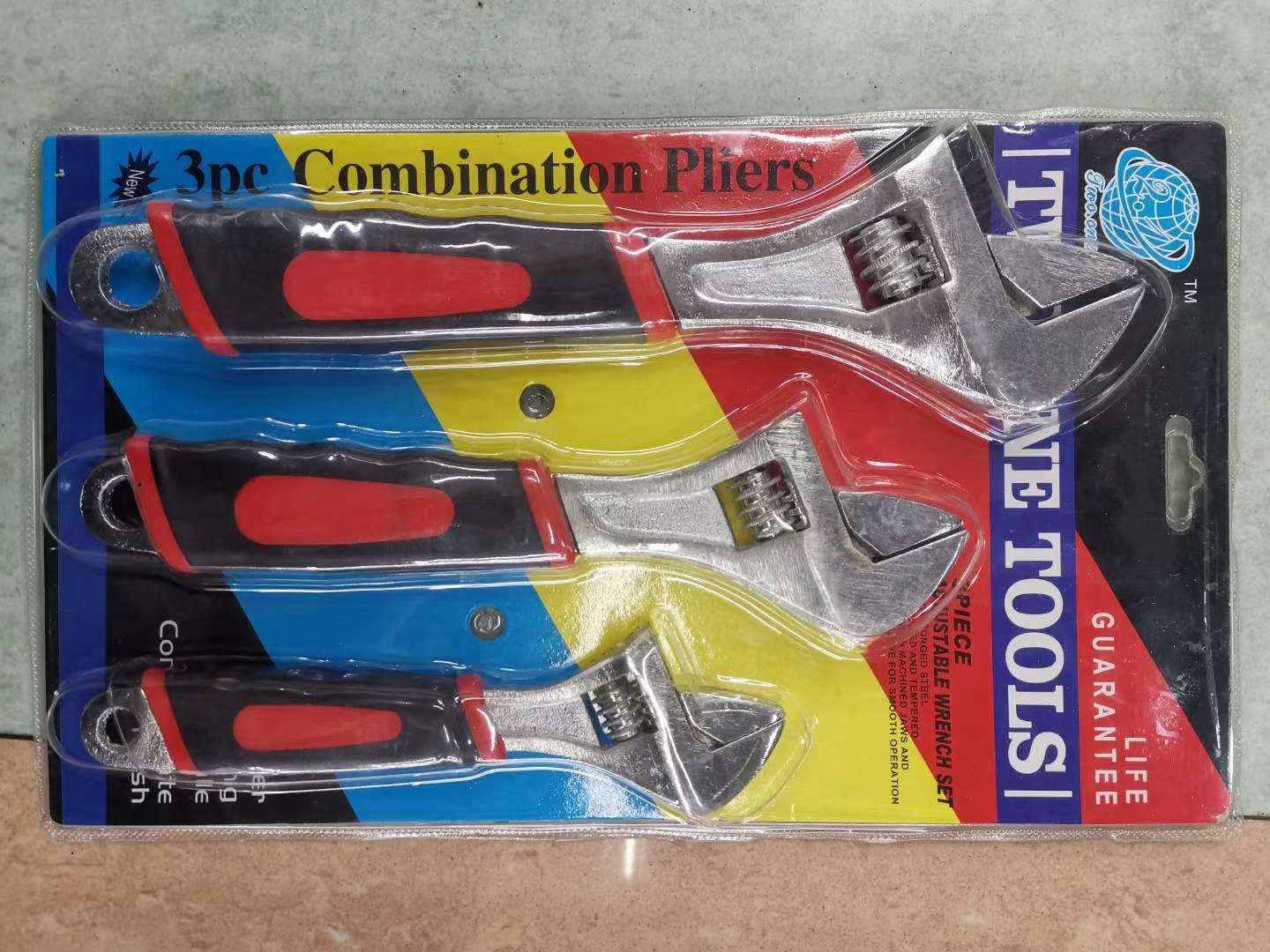 3PC wrench Set Large open smooth handle wrench Adjustable wrench Multi-function wrench 8-inch adjustable wrench Plastic handle