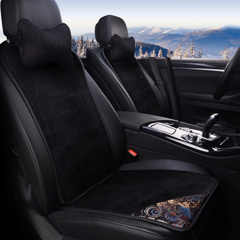 Winter short plush small waist car seat cushion, all-season universal single-piece anti-slip no-binding popular car seat cushion cover full figure