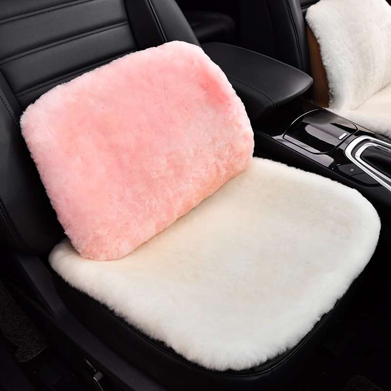 Car seat cushion winter short plush single piece pure wool three-piece set winter seat cushion single bottom cushion warm cushion full figure