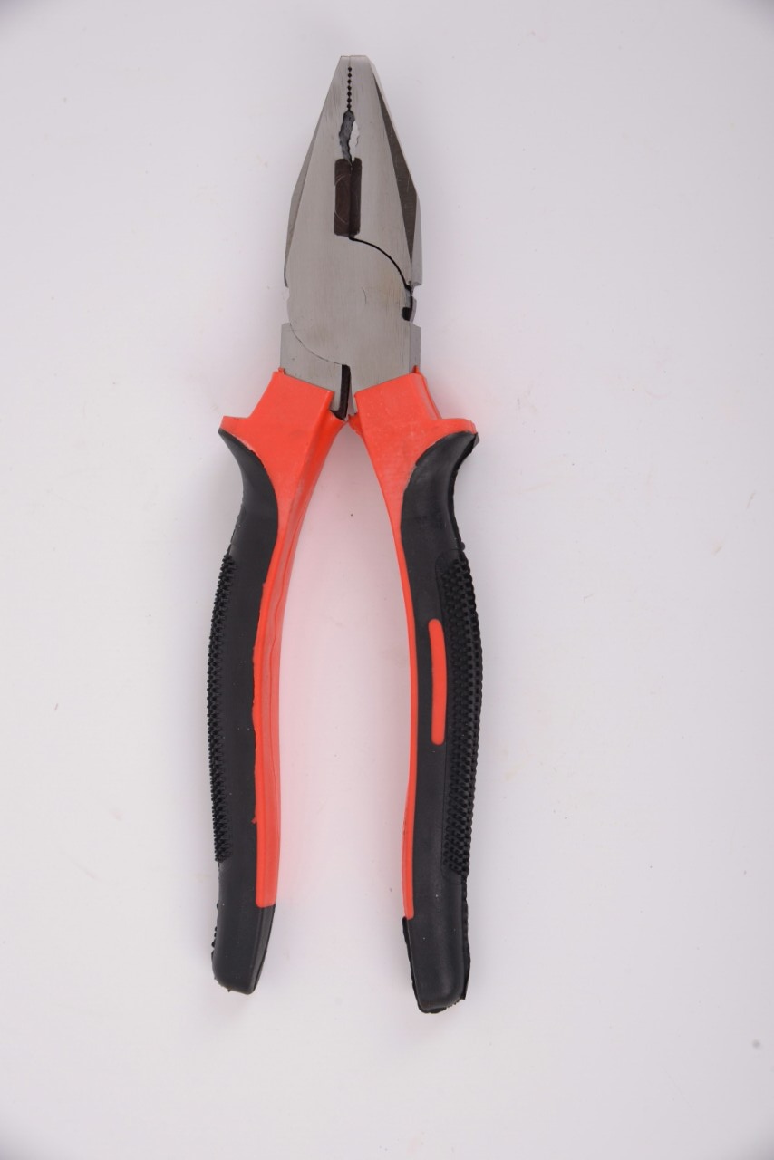 五金工具仿锻钢丝钳老虎钳8寸按摩柄防滑手柄白底实物图