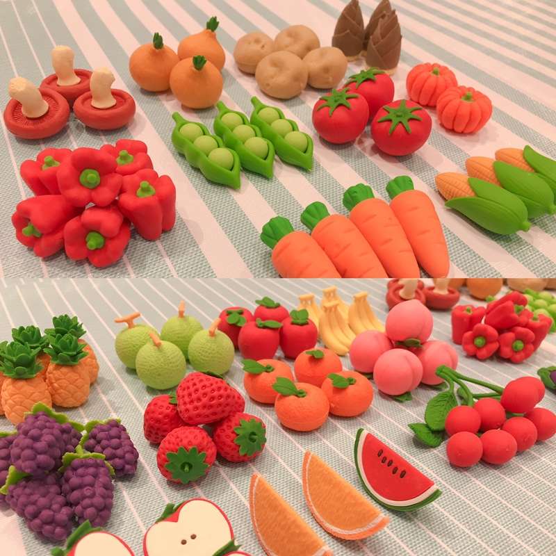 进口创意学生文具趣味橡皮擦仿真创意拼装趣味橡皮果蔬点心套装系玩具可拆卸组合DIY生日礼物