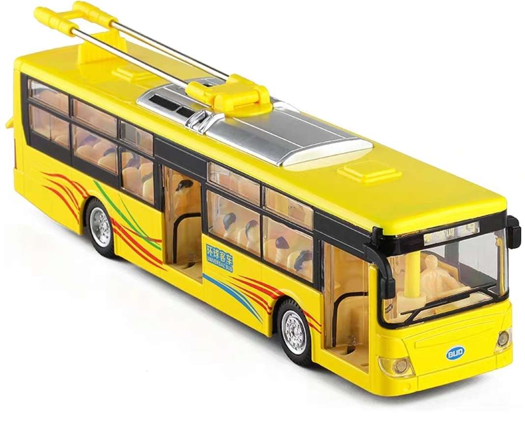 嘉业1:48合金单节电车公交车巴士合金车模玩具车回力汽车模型玩具详情图2