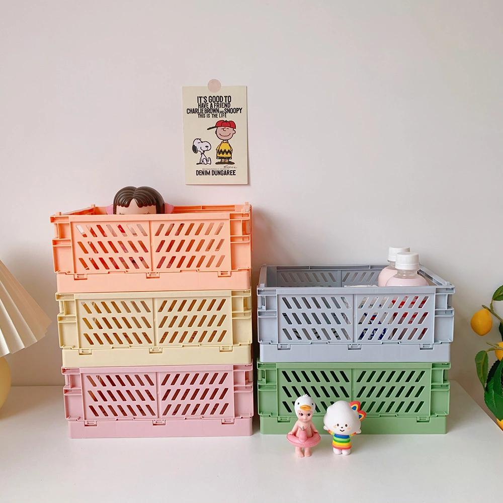 Korea INS foldable plastic storage box students desktop finishing hand tent tape stationery skin care products basket thumbnail