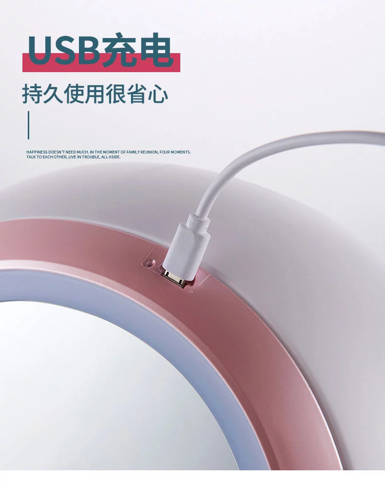 厂家直销化妆盒带LED灯镜子 抽屉式手提桌面防尘网红化妆品收纳盒详情图7