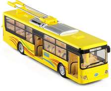 嘉业1:48合金单节电车公交车巴士合金车模玩具车回力汽车模型玩具