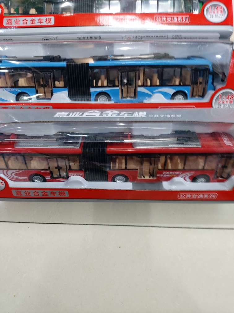 嘉业加长双节巴士公交车无轨电车公共汽车小汽车模型两节玩具汽车细节图