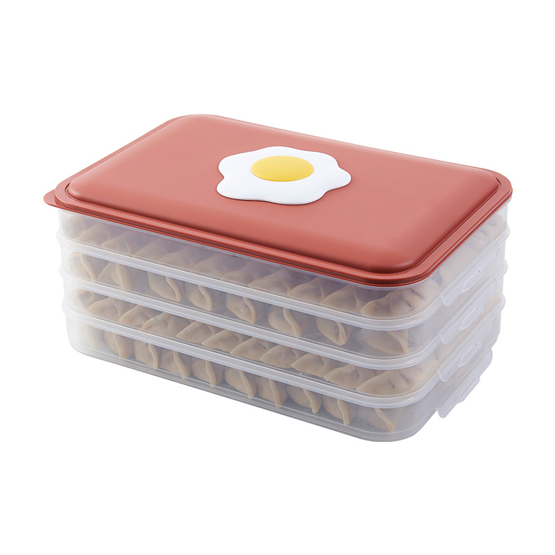 饺子盒厨房冰箱收纳盒透明食物保鲜盒多层分格家用速冻馄饨水饺盒细节图