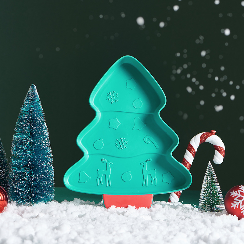 创意混色圣诞树零食水果盘配牙签盘 圣诞树形盘点心水果盘糖果盘详情图7