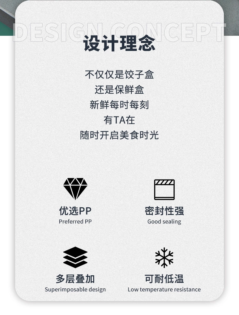 饺子盒厨房冰箱收纳盒透明食物保鲜盒多层分格家用速冻馄饨水饺盒详情图3