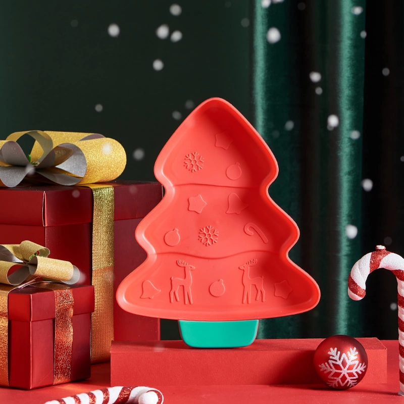 创意混色圣诞树零食水果盘配牙签盘 圣诞树形盘点心水果盘糖果盘详情图7