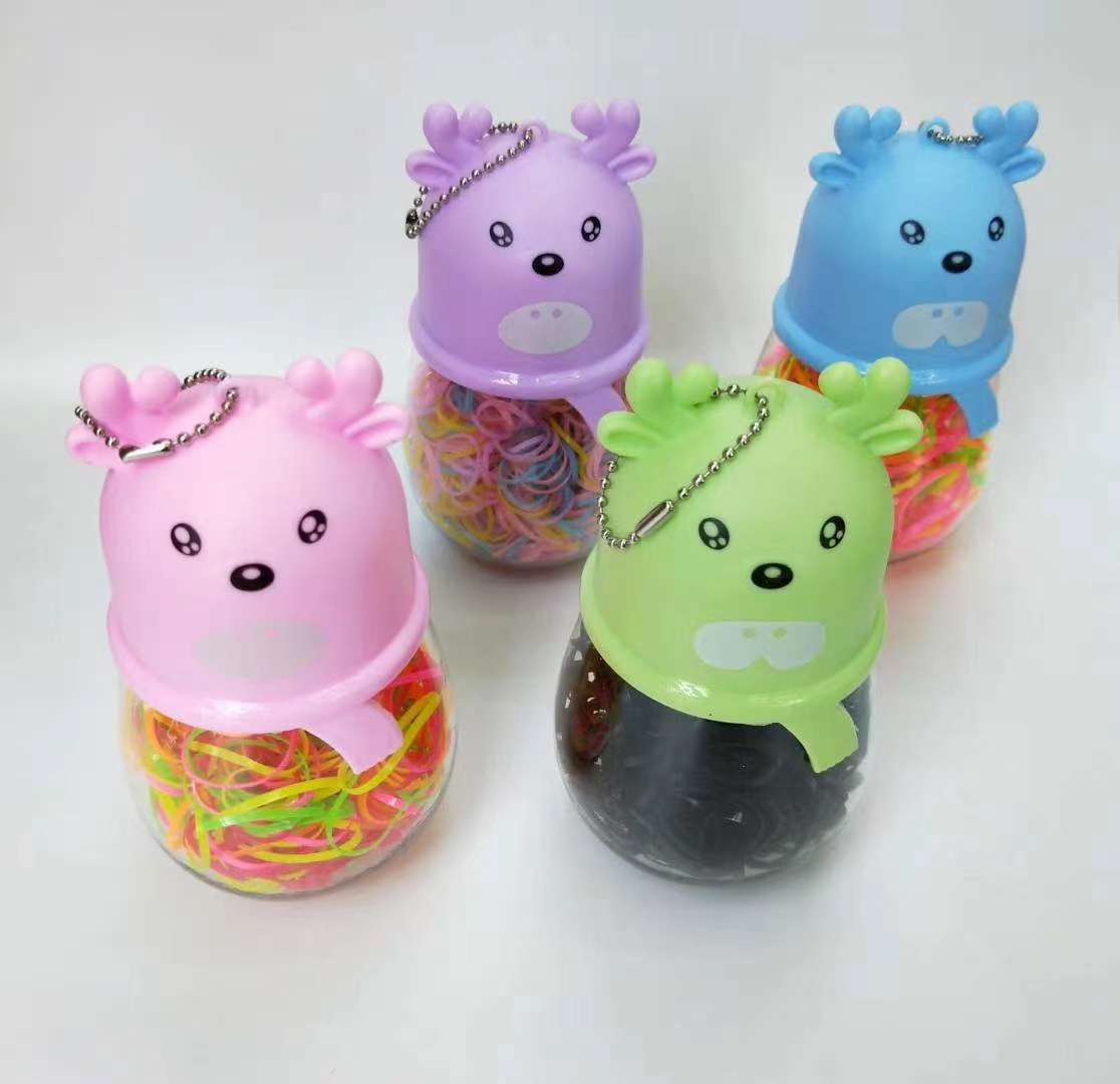 卡通瓶装皮圈高弹力不伤发儿童皮圈