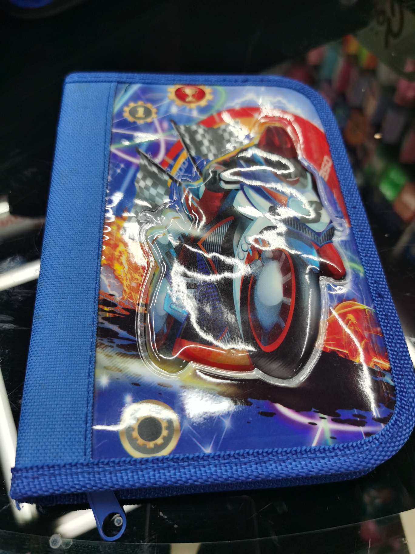 立体摩托车单拉笔盒