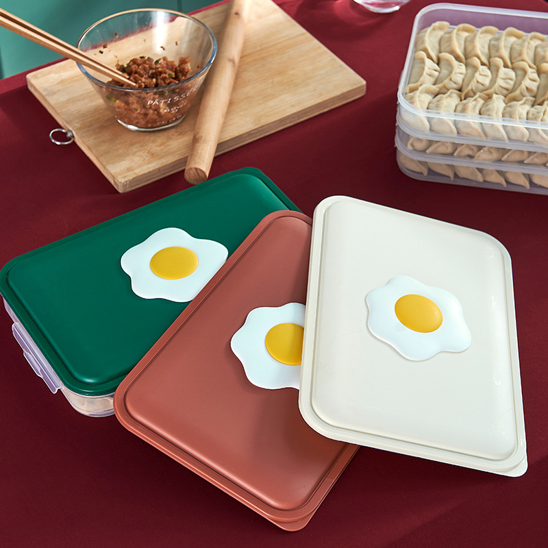 饺子盒厨房冰箱收纳盒透明食物保鲜盒多层分格家用速冻馄饨水饺盒产品图