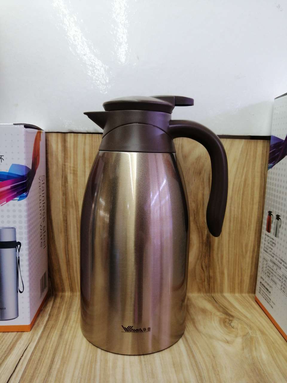 华亚304不锈钢真空保温壶咖啡壶保冷壶HK10-2000保温瓶水壶2升暖壶