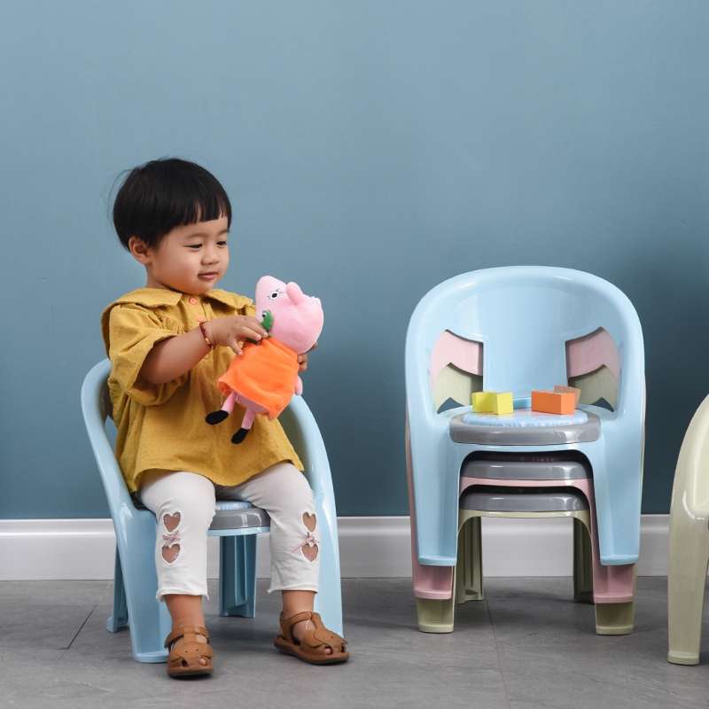 新款创意儿童靠背叫叫椅子加厚卡通塑料宝宝靠背椅防滑幼儿园椅子详情图3