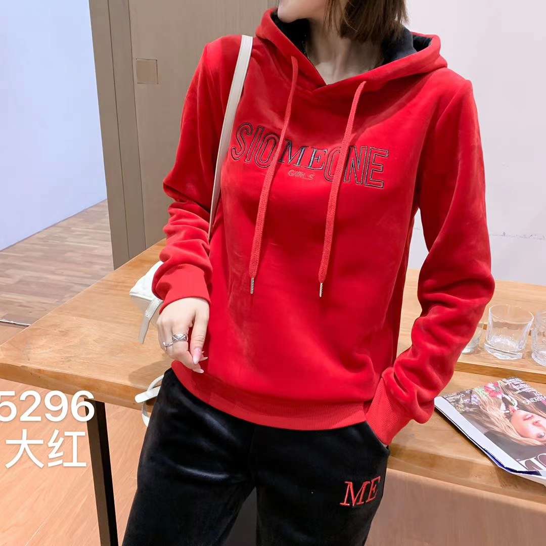 休闲套装加绒帽子款大红色产品图