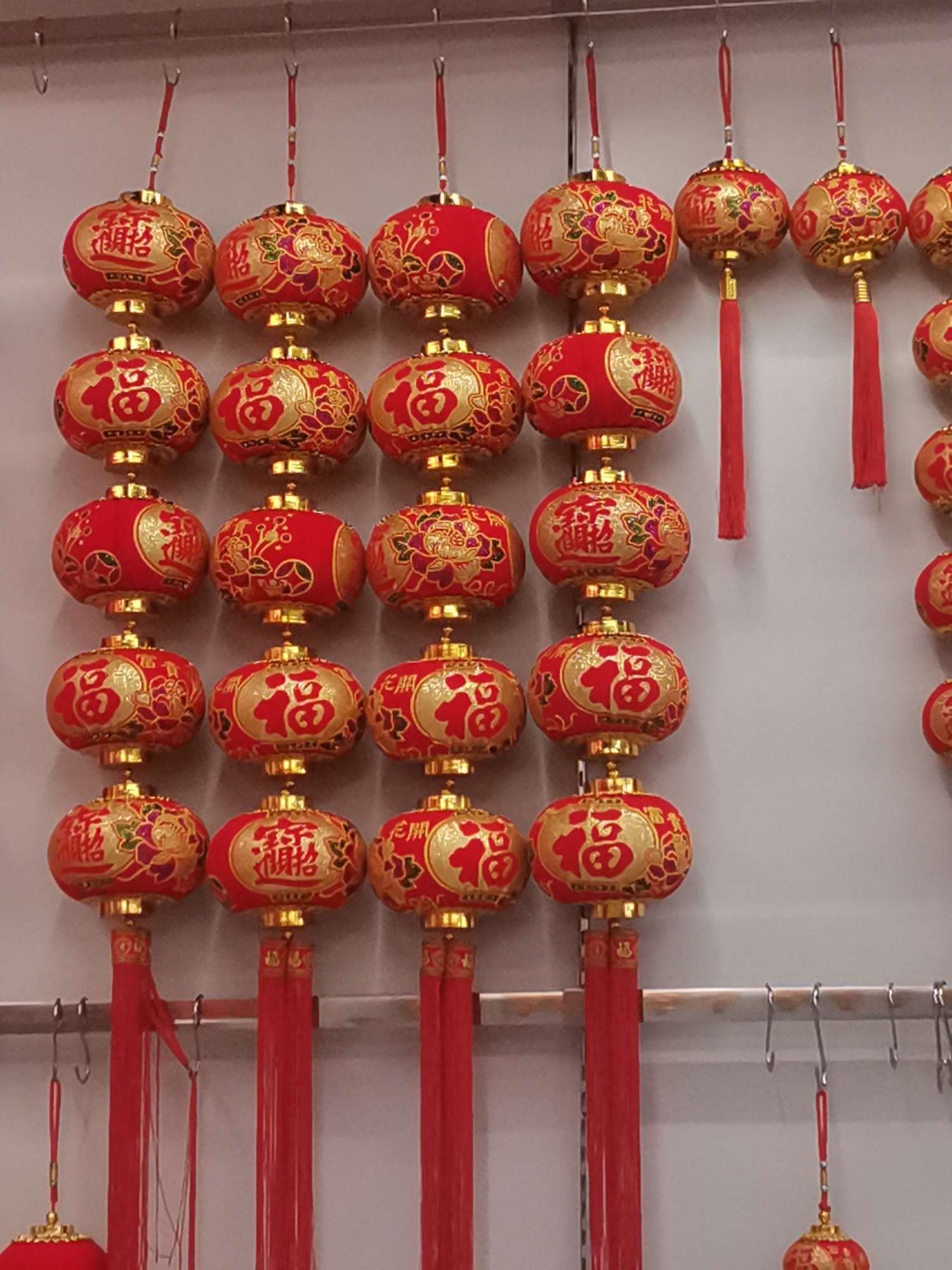 灯笼大印花灯笼5头厂家直销植绒恭喜发财义乌好货