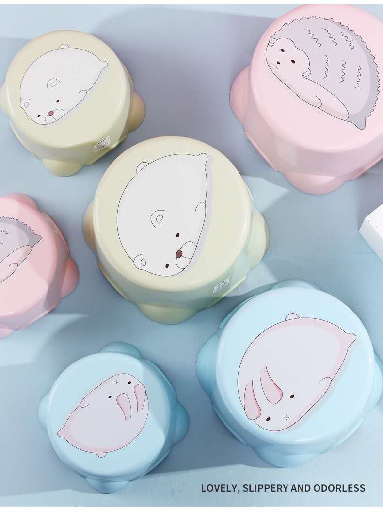 Non-slip cartoon low stool household children's small bench creative plastic kindergarten with a cute high cushion feet small stool thumbnail