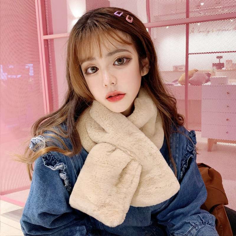 Han edition imitate lovely wool wool rabbit wool scarf female autumn winter warm neck wrap head white joker male student thumbnail