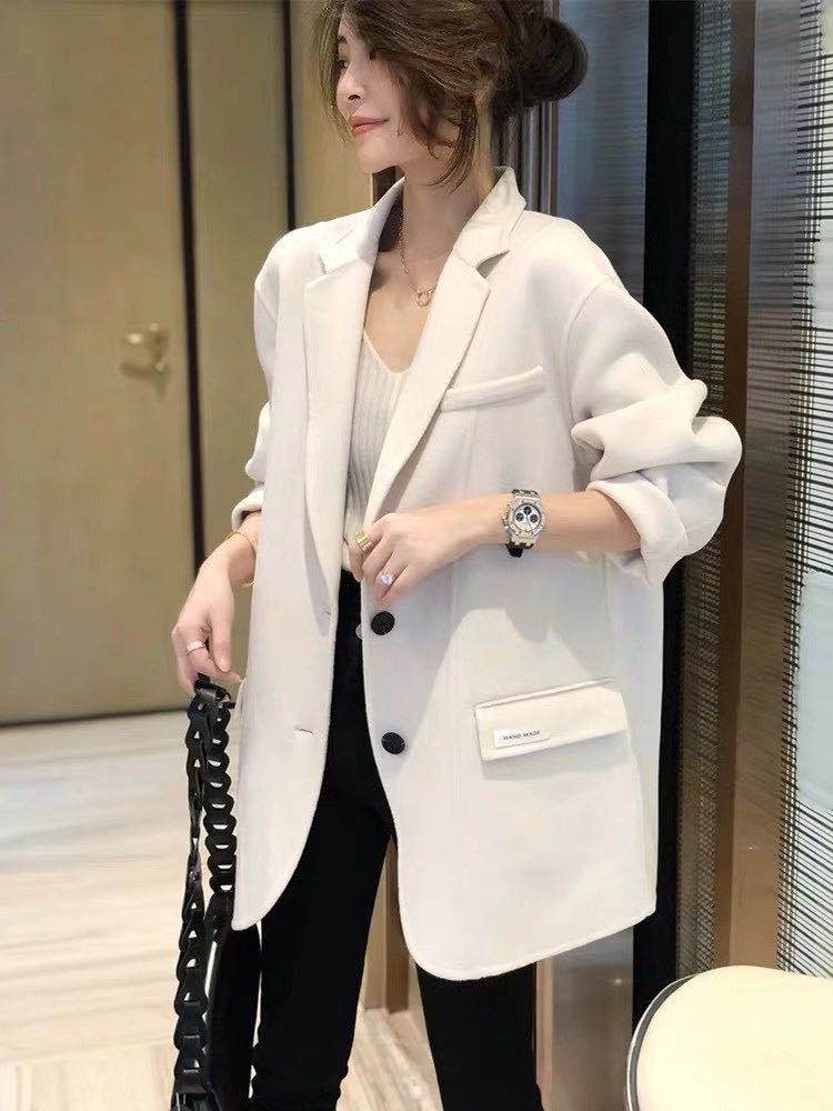 新款秋款女装休闲时尚潮流精品大码奶油白上衣外套