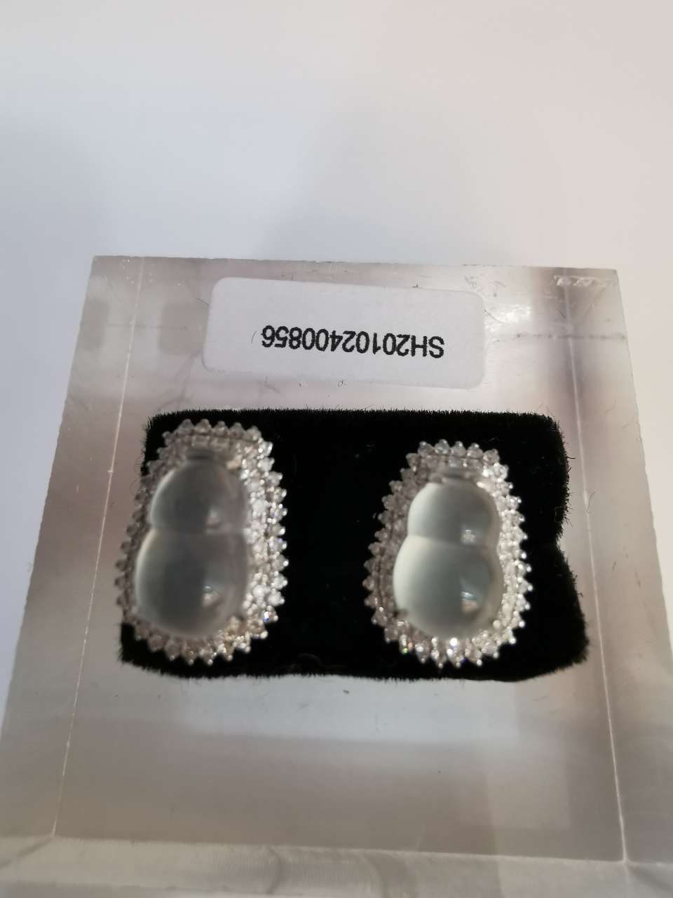 Ice jade stud earrings thumbnail