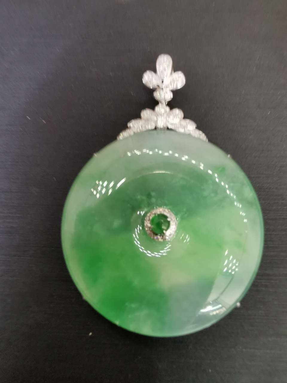 Ice floe green jade safety clasp pendant thumbnail