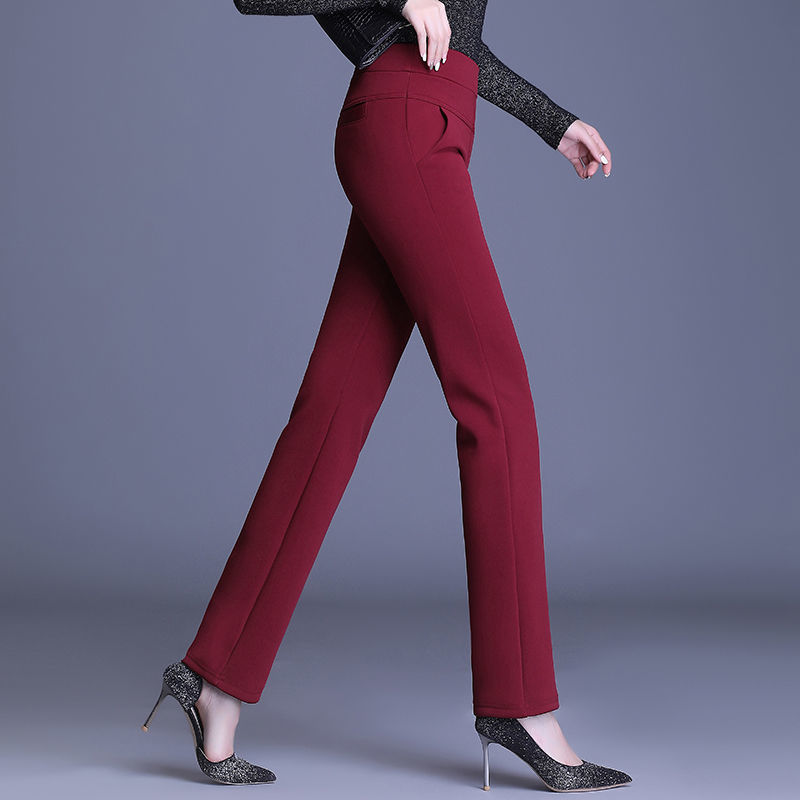 Straight tube pants female Autumn winter add velvet high waist stretch thumbnail
