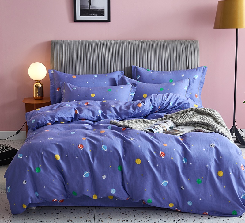 Yiwu Good Goods 100-count long-staple cotton four-piece set, multi-piece set, pure cotton four-piece set, all-cotton quilt cover, Spring and autumn quilt Gift quilt, Double-layer yarn four-piece set