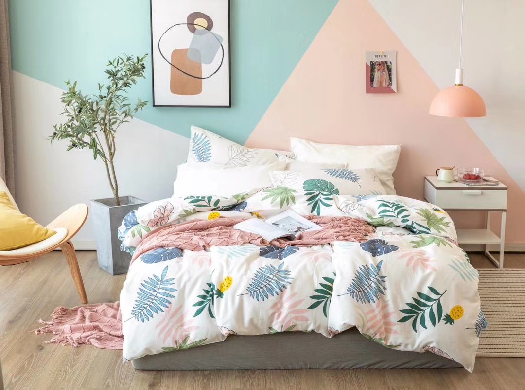 Yiwu Good Goods 100-count long-staple cotton four-piece set, multi-piece set, pure cotton four-piece set, all-cotton quilt cover, Spring and autumn quilt gift quilt, baby double-layer yarn set