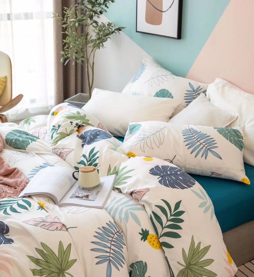 Yiwu Good Goods 100-count long-staple cotton four-piece set, multi-piece set, pure cotton four-piece set, all-cotton quilt cover, Spring and autumn quilt gift quilt, baby double-layer yarn set detail image 9