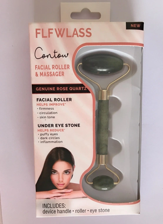Natural jade beauty container set, slimming face massage wheel set, jade roller massage device detail image 5