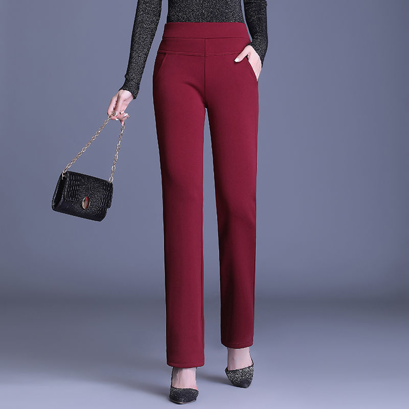 Straight pants woman Qiuweng plus velvet high waist stretch long pants thumbnail