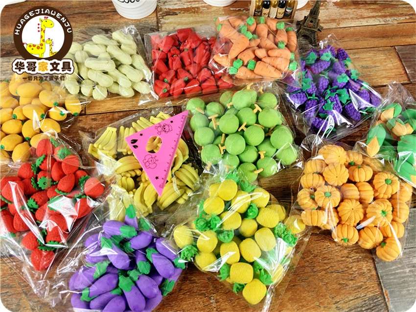华哥家创意橡皮擦水果蔬菜 过家家厨房玩具橡皮 学生儿童礼品批发