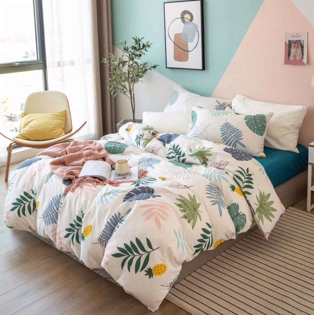 Yiwu Good Goods 100-count long-staple cotton four-piece set, multi-piece set, pure cotton four-piece set, all-cotton quilt cover, Spring and autumn quilt gift quilt, baby double-layer yarn set detail image 4