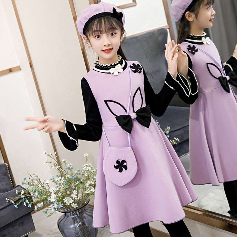 193 Girl Baby Autumn and Winter Set Princess Dress, Stylish 2020 New Style, a popular winter two-piece set for girls and children