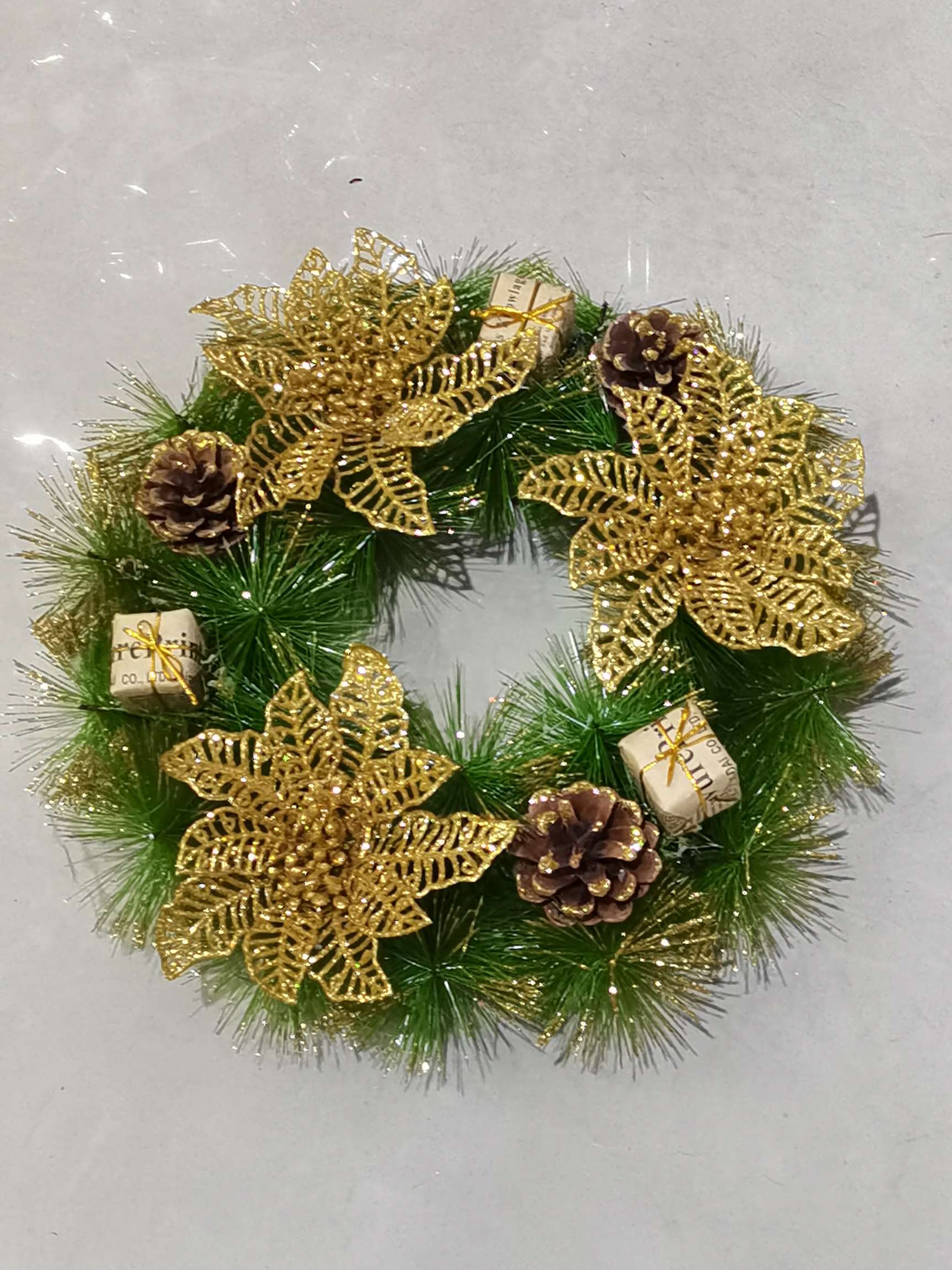 Golden Christmas wreath