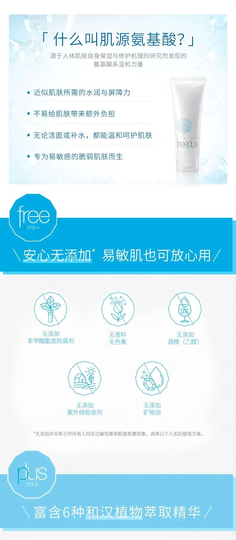 Freeplus/芙丽芳丝净润洗面霜100g深层清洁温和氨基酸系洗面奶详情图3