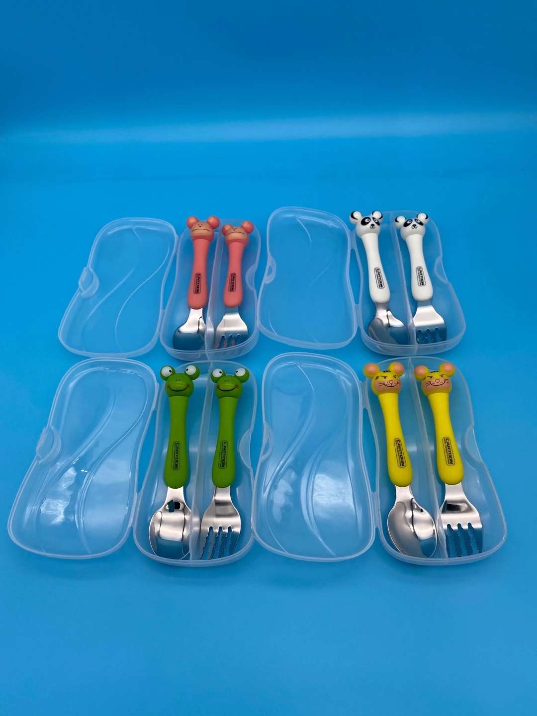 Portable Tableware Set Box Ceramic Handle Stainless Steel Tableware 6-Piece Tea Spoon Storage Box Item Picture